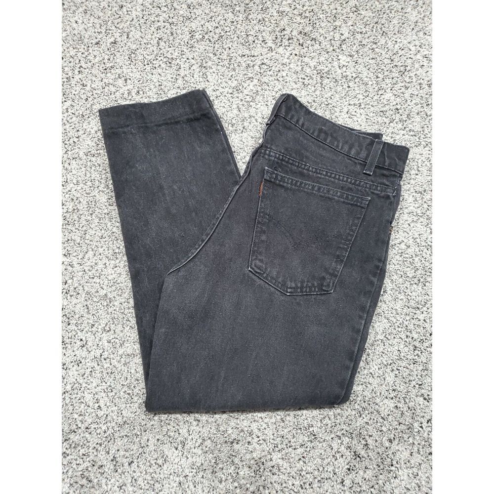 VTG Levi's 921 Black Denim Tapered Leg Womens Size 12 Petite Orange Tab Jeans